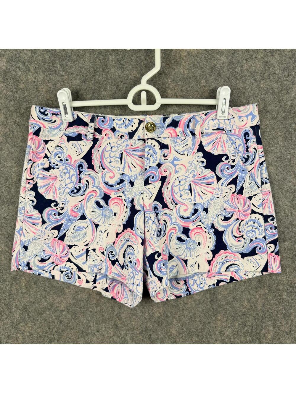 Lilly Pulitzer Callahan Knit Golf Shorts 001273 Navy Pink Floral Size 6 5” 556